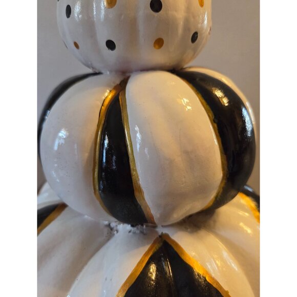Stacked Black & White Check Pumpkin Decor Fall Thanksgiving 14" Upcycled - Picture 6 of 10